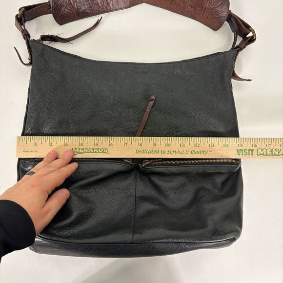 Cynthia Rowley Black Leather Large Hogo Purse with Brown Strap - Picture 13 of 14